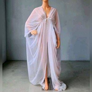 Vintage Frederick's of Hollywood Sheer Nylon Chiffon Peignoir Robe Queen 1X-3X
